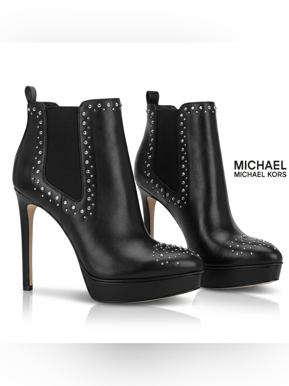 Michael Kors Black Studded Platform Ankle Boots